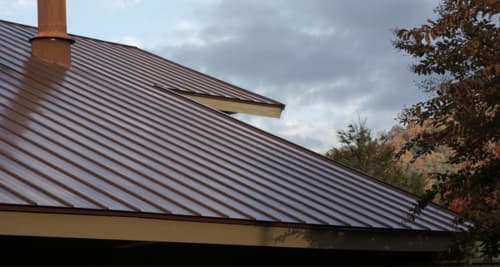 A photo of a properly secured metal roof.